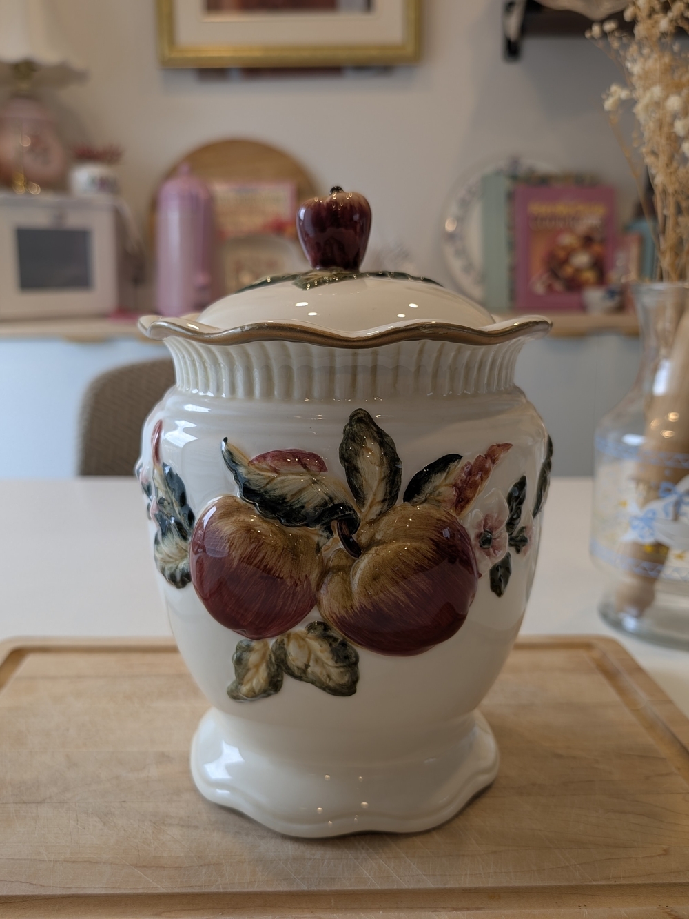 Hand-Painted Fruit Ceramic Canister with Lid